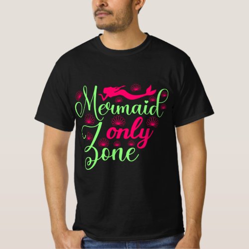 Mermaid Only Zone in Hot Pink and Neon Green T_Shirt