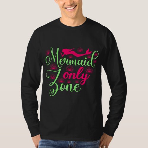 Mermaid Only Zone in Hot Pink and Neon Green T_Shirt