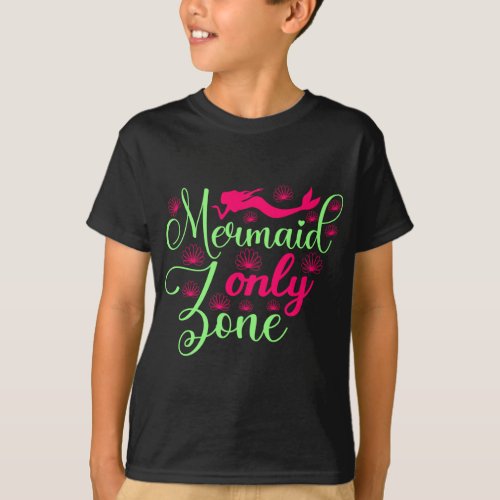 Mermaid Only Zone in Hot Pink and Neon Green T_Shirt