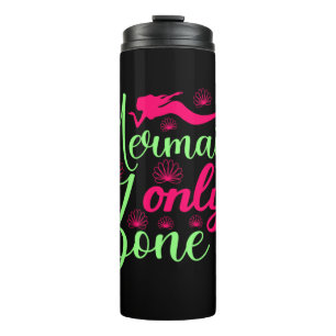Mermaid Only Zone in Hot Pink and Neon Green Thermal Tumbler