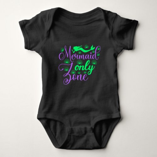 Mermaid Only Zone in Neon Green and Purple Baby Bodysuit