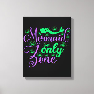 Mermaid Only Zone in Neon Green and Purple Canvas Print