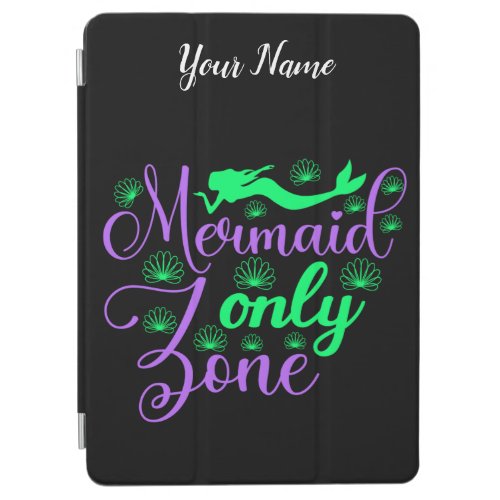 Mermaid Only Zone in Neon Green and Purple iPad Air Cover