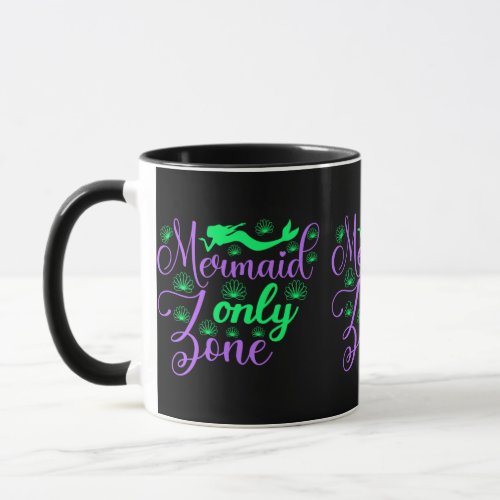 Mermaid Only Zone in Neon Green and Purple Mug