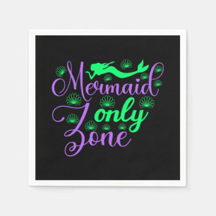 Mermaid Only Zone in Neon Green and Purple Napkins