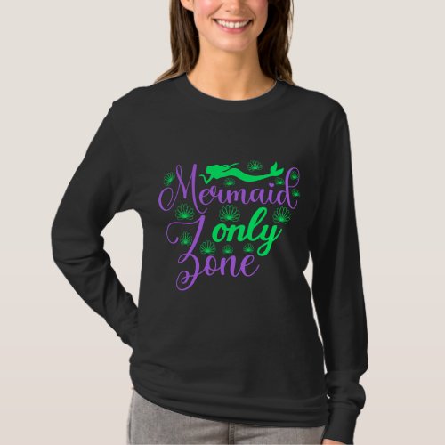 Mermaid Only Zone in Neon Green and Purple T_Shirt