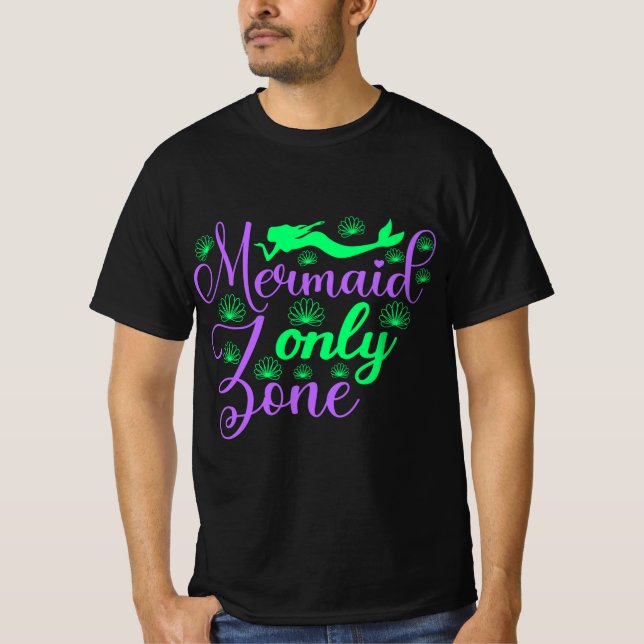 Mermaid Only Zone in Neon Green and Purple T-Shirt (Front)