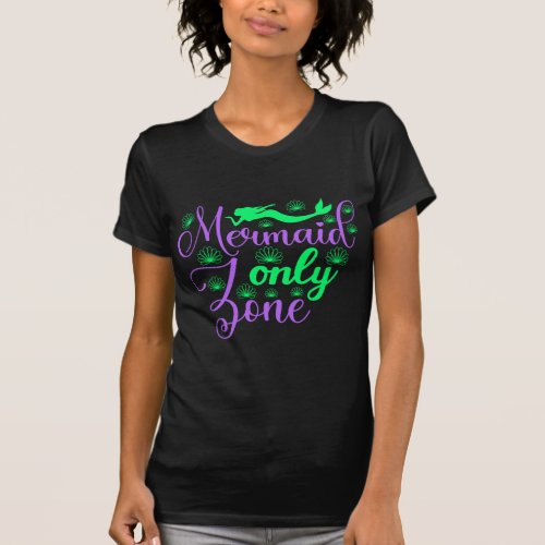 Mermaid Only Zone in Neon Green and Purple T_Shirt