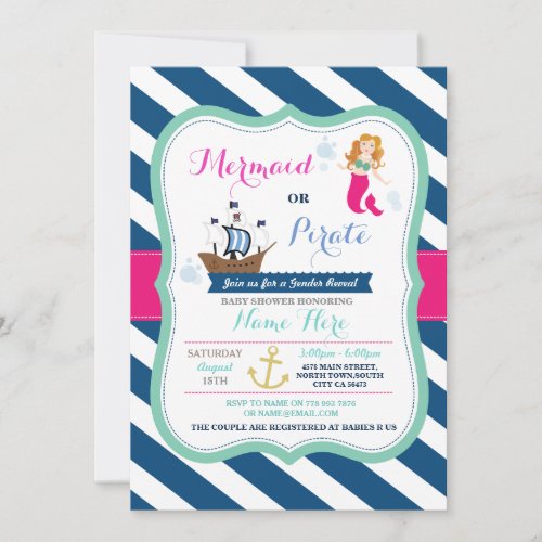 Mermaid or Pirate Baby Shower invitation