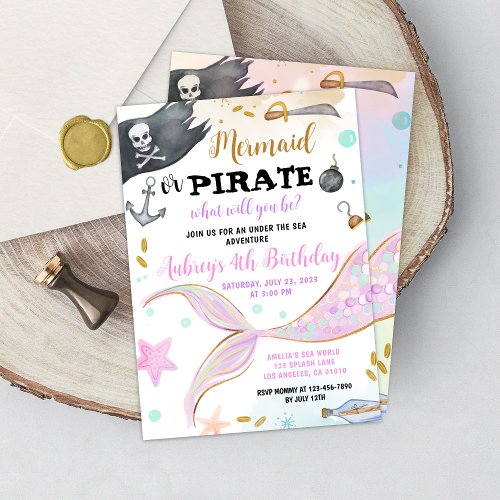 Mermaid or Pirate Birthday Under the Sea Party Invitation