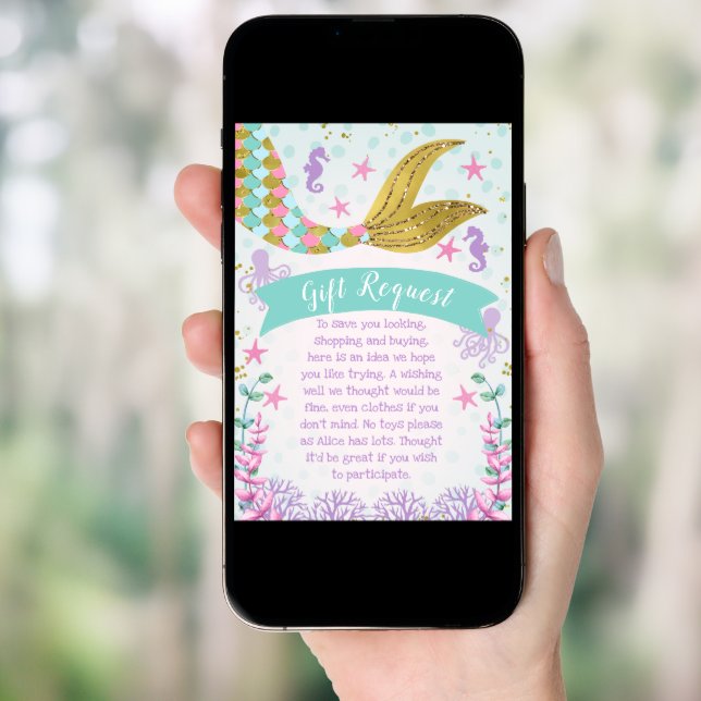 Mermaid Or Under The Sea Birthday Enclosure Card (Front Digital)