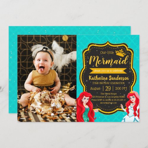 Mermaid or Under The Sea Princess Birthday Photo Invitation