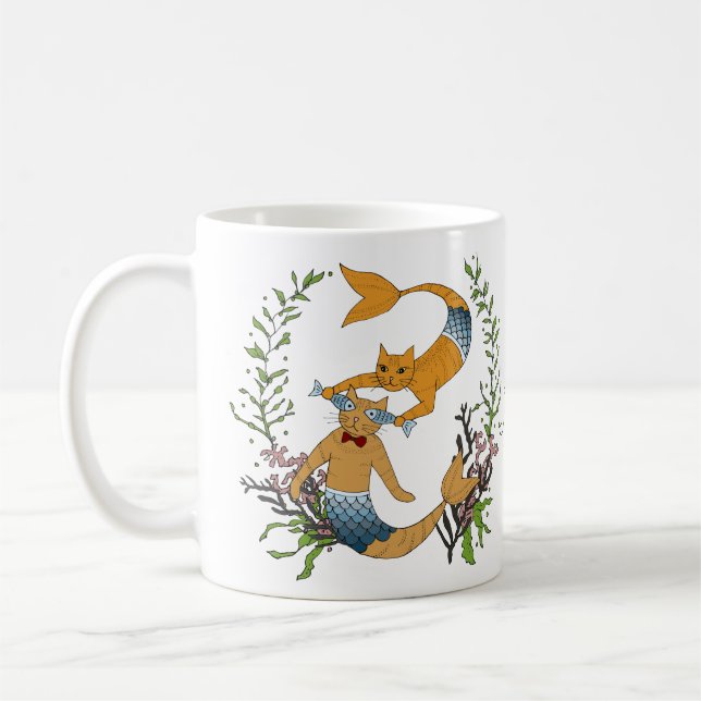 Mermaid Orange cats Coffee Mug (Left)