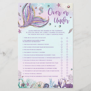 Mermaid Over or Under Game Baby Shower Activity