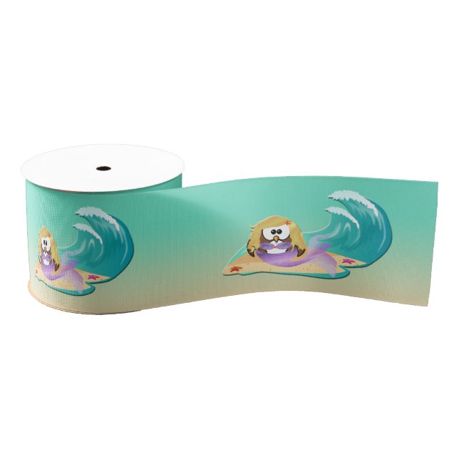 mermaid owl - ribbon (Spool)