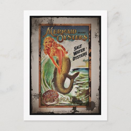 Mermaid Oyster Girl Postcard
