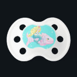 Mermaid pacifier<br><div class="desc">Blonde mermaid pacifier on pink fish</div>