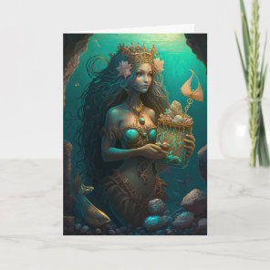 Mermaid  Painting Birthday Present  Card
