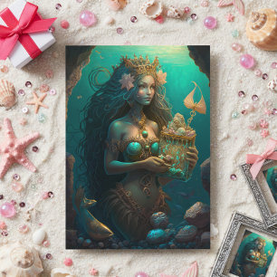 Mermaid  Painting Birthday Present  Card