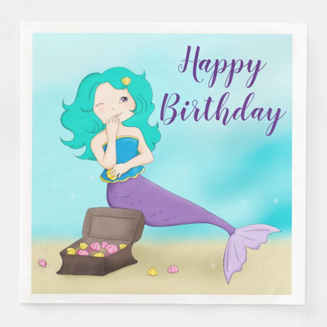 Mermaid Paper Dinner Napkins (Front)