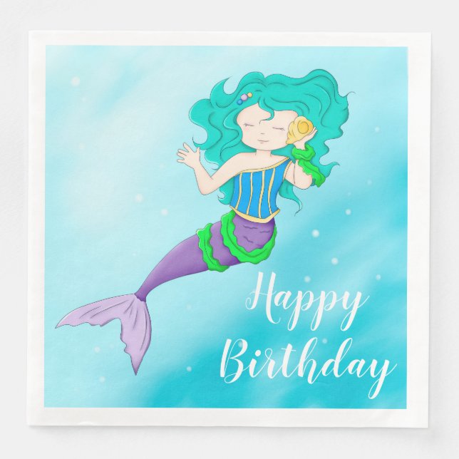 Mermaid Paper Dinner Napkins (Front)