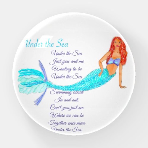 Mermaid Paperweight with poem Under the Sea