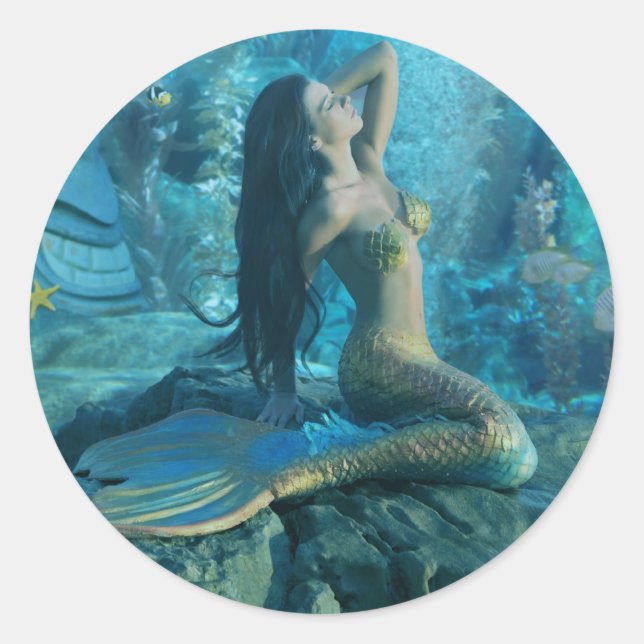 Mermaid Paradise Classic Round Sticker (Front)