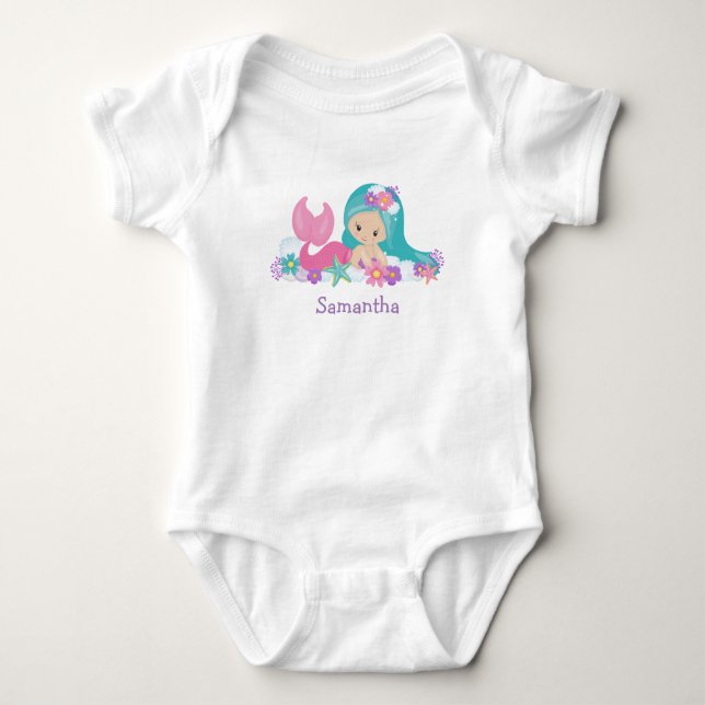  Mermaid Party Baby Bodysuit (Front)