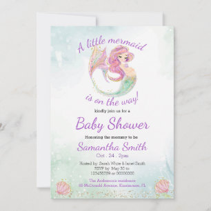 Mermaid Party Baby Shower Glitter Under The Sea Invitation