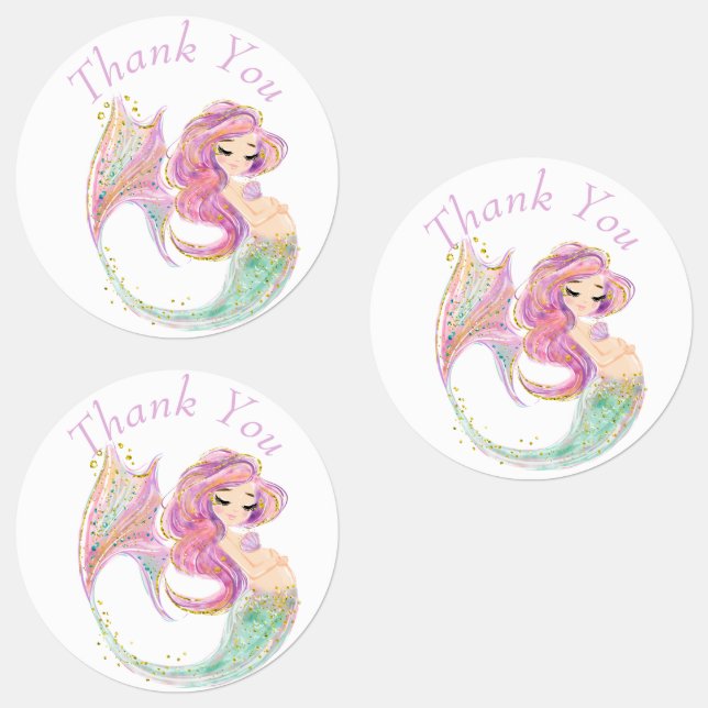 Mermaid Party Baby Shower Mother  Labels (Group)