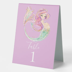 MERMAID PARTY BABY SHOWER  PINK TABLE TENT SIGN