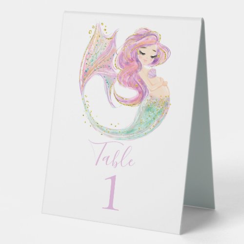 MERMAID PARTY BABY SHOWER TABLE TENT SIGN