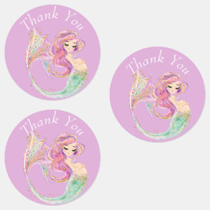 Mermaid Party Baby Shower thank you Labels