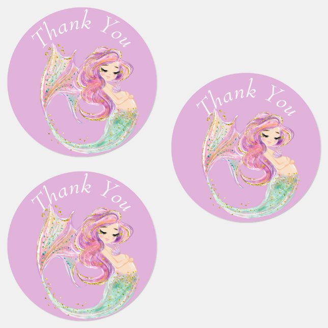 Mermaid Party Baby Shower thank you Labels (Group)