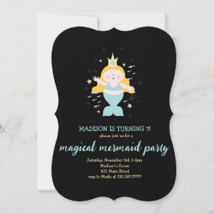 Mermaid Party Blonde Aqua Birthday Party Invitation
