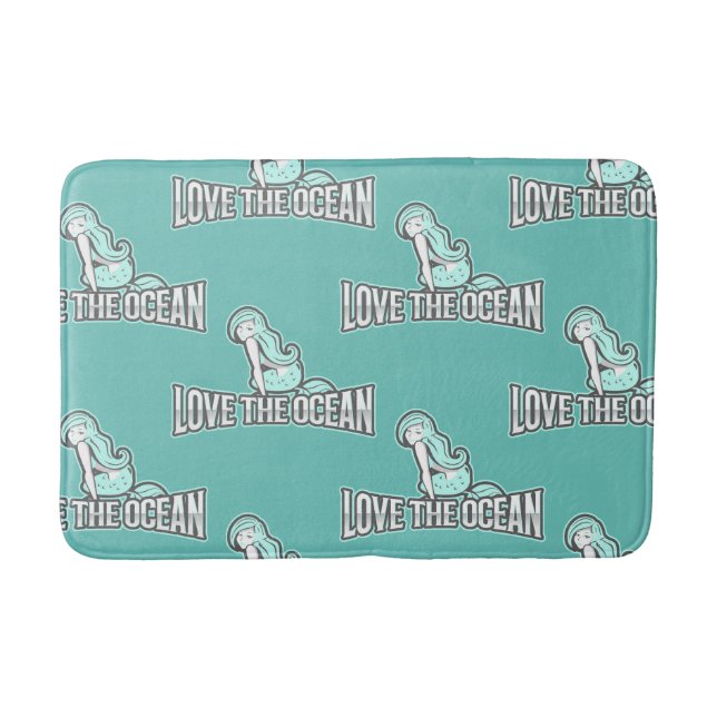 mermaid party Blue Bath Mat (Front)