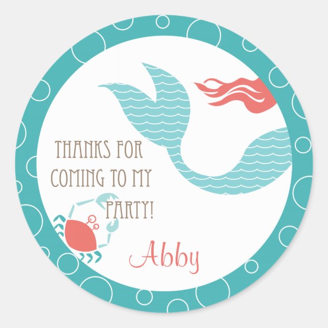 Mermaid Party  |  Favor Sticker (Front)
