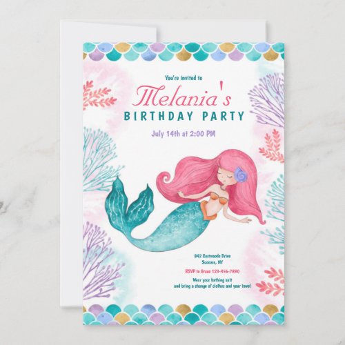 Mermaid Party  Invitation