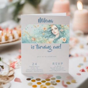 Mermaid party invitation first girls birthday