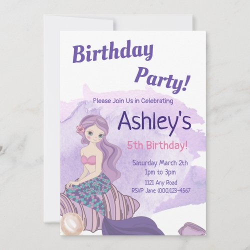 Mermaid Party Invitation Mermaid Birthday Holiday Card