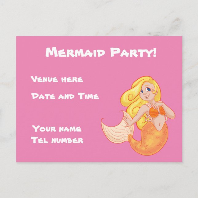 Mermaid Party Invitation Postcard (Front)