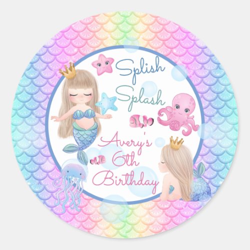 Mermaid Party Invitation Sticker