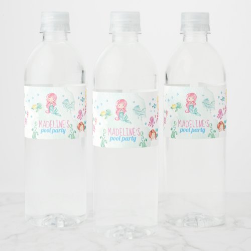 Mermaid party label mermaid water bottle label