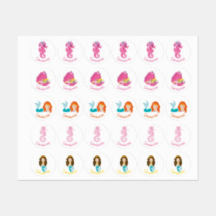 Mermaid Party Orange Labels