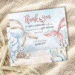 Mermaid Party Personalized with Mermaid Puns Thank You Card<br><div class="desc">Mermaid Party thank you card with mermaid puns and mermaid themed typography. The fun thank you message reads "thank you for shelebrating with me .. hop you had a Mermazing time too!" This gentle and subtle design can also be personalized with your sign off and name. Neutral boho watercolor with...</div>