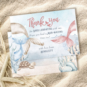 Mermaid Party Personalized with Mermaid Puns Thank You Card