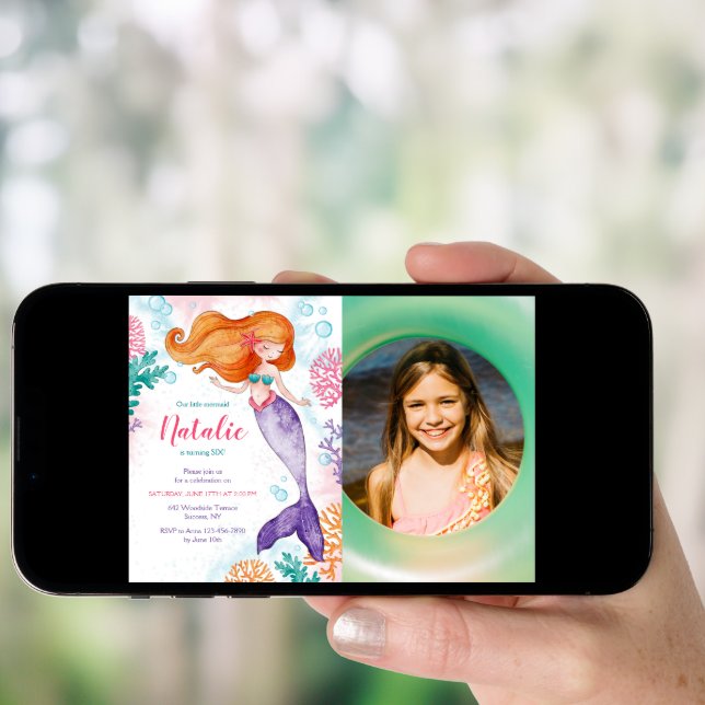 Mermaid Party Photo Invitation (Front Digital)