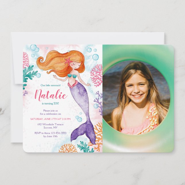 Mermaid Party Photo Invitation (Front)