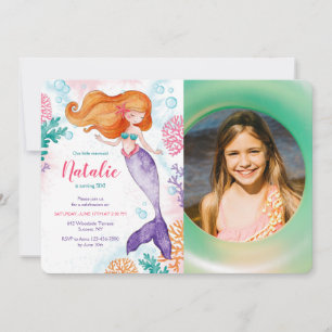 Mermaid Party Photo Invitation