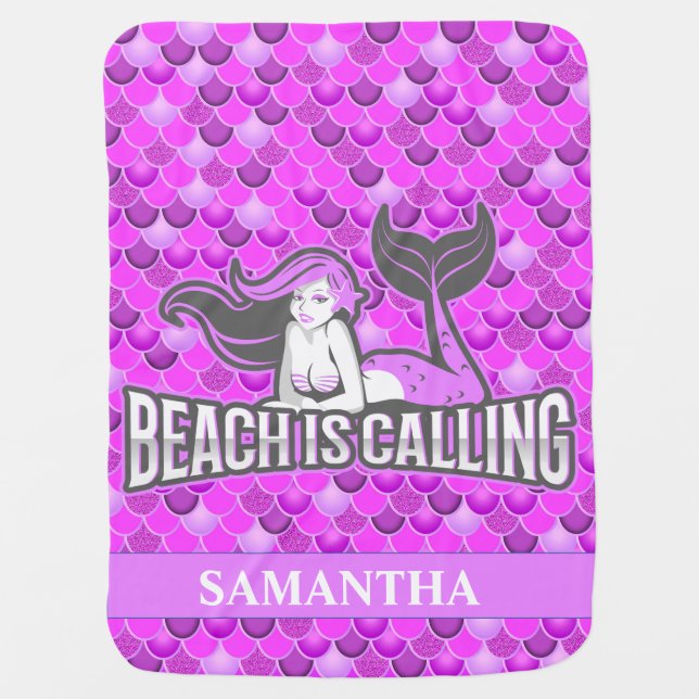 mermaid party PURPLE BABY  Baby Blanket (Front)